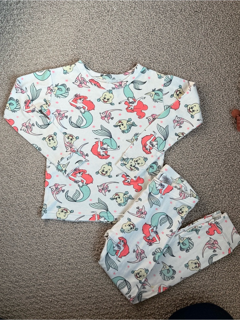 Gap Disney Little Mermaid Ariel 2pc organic Cotton Knit Long Sleeve Pajama Set 5